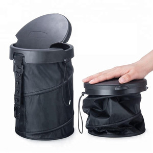 Portable Hanging Collapsible Car Trash Can Garbage Bin Foldable With Lid