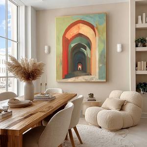 Peinture à l'huile architecturale de luxe, art mural moderne, grande toile abstraite neutre pour hall, bureau, décoration intérieure - Product Image 6