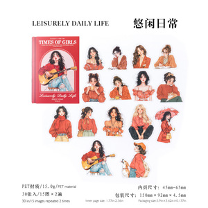 Confezione da 30 Adesivi in PET, <span class=keywords><strong>Serie</strong></span> 'Girly Times', Tema Personaggi, Materiale Decorativo Fai-da-Te per Quaderni - Product Image 6