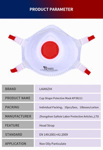 Masker Debu <span class=keywords><strong>FFP3</strong></span> Berkualitas Tinggi Harga Pabrik 4 Lapis Katup Putih Nyaman Bentuk Cup 3D Ikat Kepala Masker Respirator Non-woven - Product Image 4