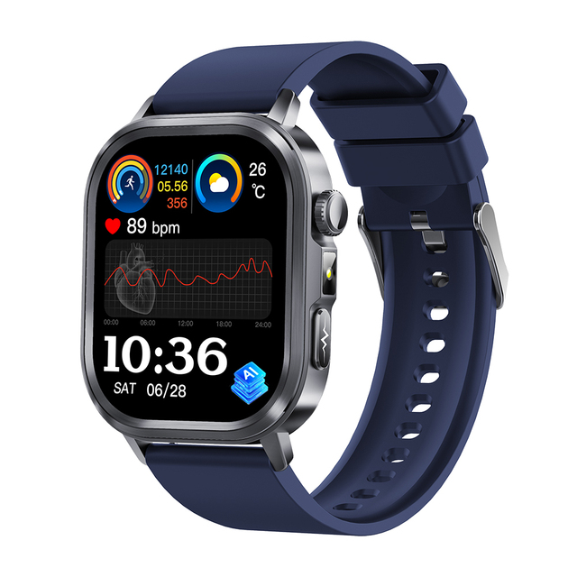 TKYUAN ECG Smart Watch 1.96" AMOLED Display IP68 Waterproof ECG Blood Pressure Monitor Unisex Health Large Battery Smartwatch