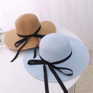 Chapeau de paille Panama pour enfants tendance, chapeau de soleil à large bord décontracté pour l'été, pêche en plein air, avec nœud, chapeaux de plage pour les vacances - Product Image 4