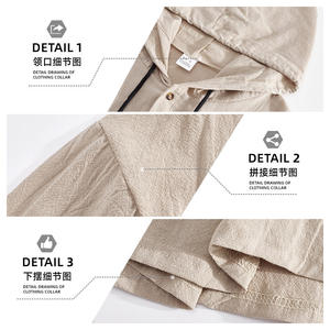 Nueva Camiseta con Capucha para Hombre, Primavera-Verano, Juvenil, <span class=keywords><strong>Color</strong></span> Sólido, Algodón y <span class=keywords><strong>Lino</strong></span>, Informal, Manga Larga, Fresca - Product Image 3