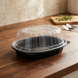 Conteneur alimentaire ovale en plastique avec couvercle transparent en PP pour le service et le stockage - Product Image 2