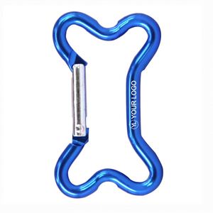 Custom Logo Dog Bone Shaped Aluminum Carabiner Metal Keychain <b>Clip</b> <b>Spring</b> Hook for Event Promotions - Product Image 1