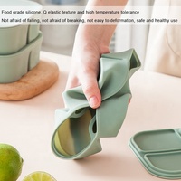 Boîte à goûter pour enfants, récipient de stockage pour aliments pour bébés avec couvercle, silicone de qualité alimentaire sans BPA, réutilisable, compatible micro-ondes, 4 compartiments