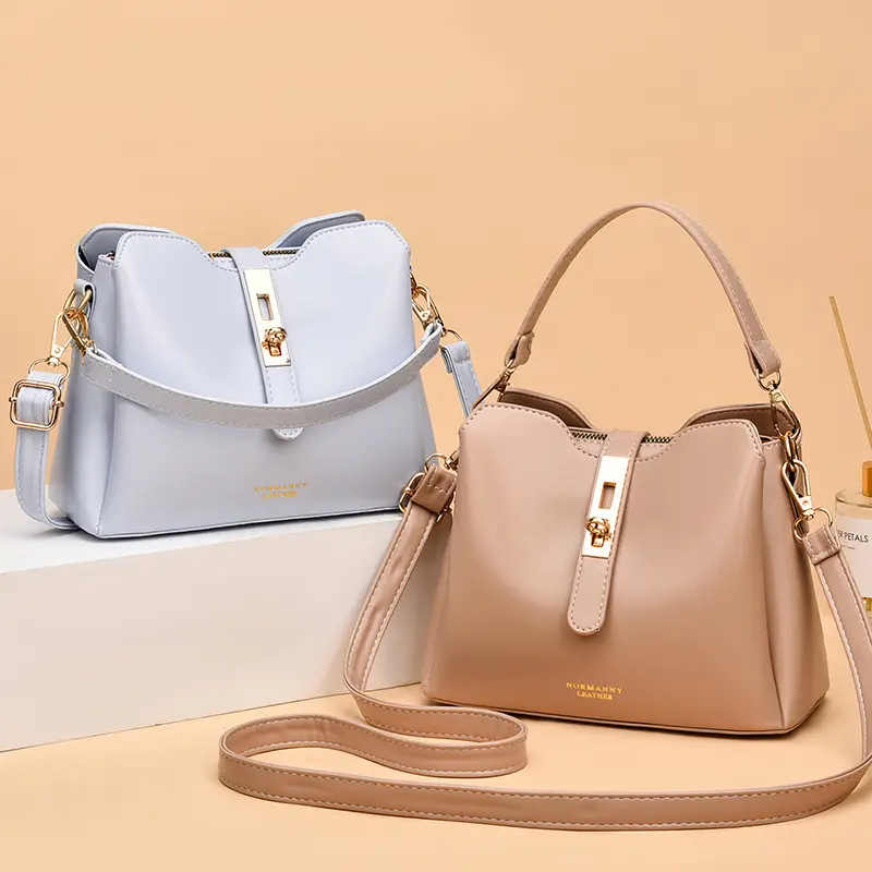 New Style Trending Korean Style Women Multicolor Handbags Pure Color Pu Leather Handbags Fashion Women One Shoulder Handbags