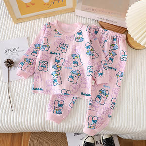 Conjunto íntimo de algodón Jacquard de otoño para niños y niñas, pijamas de manga larga para niños con patrón de dibujos animados, ropa de casa para bebés - Product Image 4