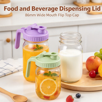 Bouchon à rabat avec poignée pour bocal Mason de 86 mm de large, couvercle réutilisable pour distributeur de boissons pour bocaux Mason