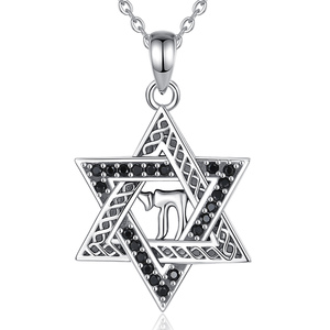 Changda 925 bijoux de luxe en argent étoile de david pavé bijoux étoile juive sceau messianique de jérusalem pendentif collier pour femmes - Product Image 1