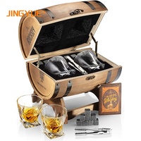 Juego de regalo de 6 piedras de whisky de granito de calidad, 2 vasos Old Fashioned únicos, caja de regalo con forma de barril de whisky para cócteles y bourbon