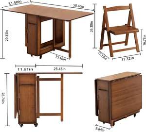 Oferta Especial: Juego <span class=keywords><strong>de</strong></span> Mesa Plegable con 4 Sillas y Tablero con Diseño <span class=keywords><strong>de</strong></span> Hojas, Ideal para Comedores o Cocinas Pequeñas - Product Image 2