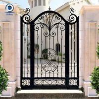 Puerta de Entrada para Granja o Rancho, Puerta de Hierro Reforzada, Puerta de Hierro Forjado de Doble Capa de Seguridad, Puerta Rústica de Hierro Forjado para Entrada de Campo