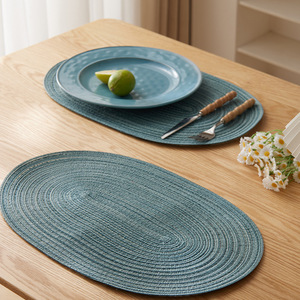 Oval <b>Placemat</b> Solid Color Non Slip Reusable For <b>Dining</b> <b>Table</b> Western Style - Product Image 1