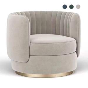 Modern Velvet Swivel Accent Chair Tufted Lounge Armchair Metal Base for Living Room Hotel Apartment - Product Image 6