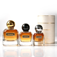 Nouveaux échantillons, flacon de parfum en verre de 50 ml, design rond à semelle épaisse, rose doré, avec bouchon pompe transparent, emballage cosmétique rond