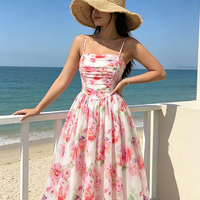 Robe corset moulante sans bretelles à imprimé floral estival, élégante et tendance, idéale pour les soirées et les fêtes
