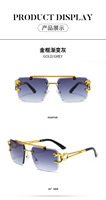 Lunettes de soleil sans monture de créateur à monture tête de léopard unisexe avec logo personnalisé Lunettes de soleil rouge violet café pour hommes et femmes