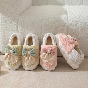 Pantuflas de Moda para Mujer con Lazo, Antideslizantes, de Felpa Suave, Cálidas, de Algodón, Cómodas, para Uso en Interiores, para el Hogar - Product Image 3