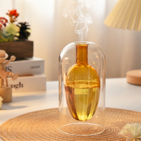 Diffuseur d'arômes en verre double couche au design unique Sishang 200 ml, bouteille décorative de luxe pour la maison, bâtonnets en rotin vides