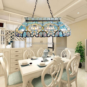 41"Beautiful Mediterranean Style Handmade Rectangle Stained Glass Chandelier 6 <b>Lights</b> Pendant <b>Dining</b> Room Lighting Decoration - Product Image 4