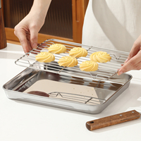 Plaque de cuisson en acier inoxydable 18/0 avec grille, ensemble de plaques à biscuits pour la cuisson avec grille de cuisson, non toxique, robuste et facile à nettoyer