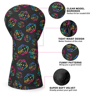 Housses de clubs de golf en nylon amusantes de haute qualité avec logo imprimé pour drivers et woods - Product Image 3
