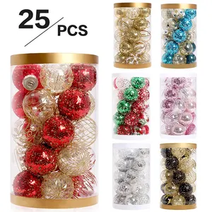 Wholesale Red 2.36'' Plastic Christmas Ball Tree Ornaments Set For Xmas Decoration