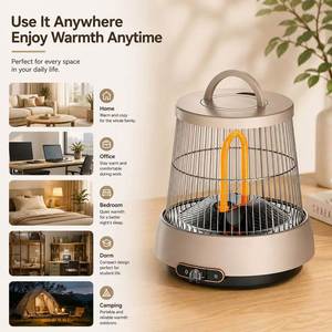 Chauffe-cage à oiseaux portable en tube de carbone 300/600W 360 °   Chauffage polyvalent avec protection contre le renversement, chauffage silencieux pour la maison et le bureau - Product Image 3