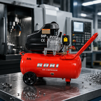 Compresseur d'air portable à piston lubrifié, fabriqué en Chine, 5HP, réservoir de 50L, alimenté par courant alternatif, refroidi par air