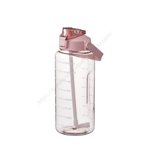 Bouteille d'eau de sport grande capacité WHY86 en plastique, étanche, portable, avec couvercle et paille, graduée, 2L – Vente en gros - Product Image 1