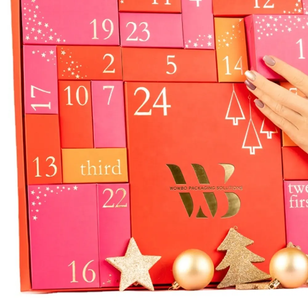 Dubai Groothandel Beauty Diy Lege Papier Embalaje Speelgoed Kerst Geschenkdoos Chocolade Advent Kalender Verpakking Met Plastic Lade