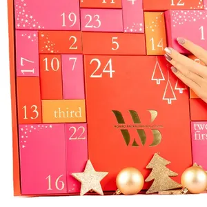 Dubai all'ingrosso bellezza fai da te carta vuota Embalaje giocattolo scatola regalo di natale scatola di imballaggio calendario dell'avvento al cioccolato con vassoio di plastica