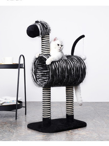 Fabricant Vente de gros Mignon zèbre Forme Noir Blanc Chat Griffoir Arbre Condo - Product Image 6