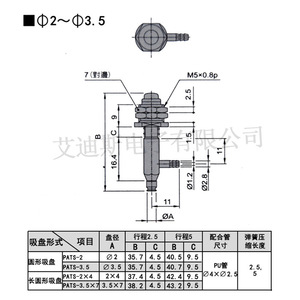PATS ถ้วยสุญญากาศแบบสปริงด้านข้าง M16x1.5P 6/4 มม. ท่อลม ชิ้นส่วนนิวเมติก - Product Image 5