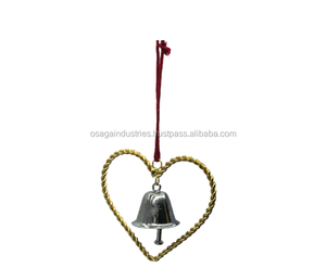 Clochette avec cœur suspendu en métal, décoration de noël de meilleure qualité, ornement suspendu - Product Image 2