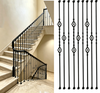 Balustre d'escalier en fer forgé torsadé motif diamant, pilier de rampe métallique pour escalier intérieur de villa