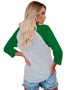 Camicetta da donna a maniche 3/4 in cotone con maniche lunghe traspirante a maglia su misura per lo stile Casual primaverile - Product Image 4