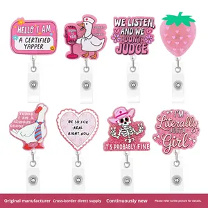 ที่หนีบป้ายชื่ออะคริลิคแบบมีกลิตเตอร์น่า<span class=keywords><strong>รัก</strong></span> ลายการ์ตูน ตัวอักษรสีรุ้ง พร้อมคลิปหนีบแบบดึงง่าย พวงกุญแจ สำหรับพยาบาล แพทย์ ใส่บัตรประจำตัว - Product Image 2