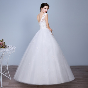 Wedding Dress Ball Gown Off White Tulle Sweetheart Neckline Floral Print Plus Size Natural Waistline - Product Image 4