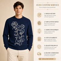 100% Merinowolle Blumenmuster Rundhals-Pullover Langarm Maßgefertigter Herren-Strickpullover