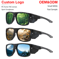Lunettes de soleil sport polarisées SR OEM Road Ready Wraparound Aqua Blue à monture PC et verres TAC miroir ventilés pour cyclistes de trail