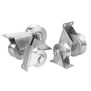 عجلة مسار ثلاثية القوائم من الفولاذ المقاوم للصدأ بفتحة U بكرة ثابتة لباب جرار ملحقات بكرة رفع - Product Image 1