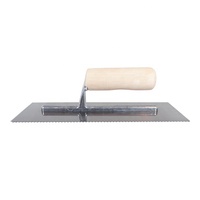 Espátula dentada profesional para enlucido y gruñido, de acero inoxidable con mango de madera