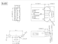 Connecteur USB-A Femelle à Montage DIP Traversant 4 Broches 30V DC 1A Boîtier Noir ST-001-10B-BK Vente Directe Usine