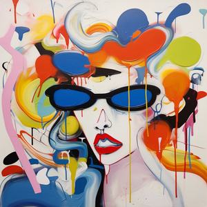 Decoración del Hogar, Arte Mural, Cuadro Divertido de Arte Pop con Personaje con Gafas de Sol, Pintura Abstracta al Óleo sobre Lienzo Acrílico, Pintura Hecha a Mano - Product Image 6