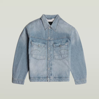 Veste en jean bleu clair de haute qualité sur mesure OEM, veste en jean rétro pour hommes