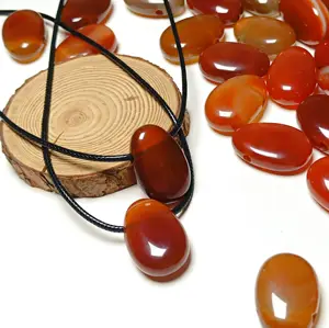 Miss Stone Wholesale Natural Red Agate Carnelian Karneol Pendant Necklace Red Chalcedony Quartz Gemstone Eye Shape Eye Charms