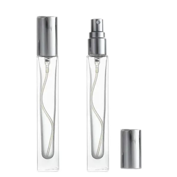 Vente d'usine sur mesure 2ml 3ml 5ml 10ml Mini flacon de parfum en verre vide avec atomiseur à bouchon en aluminium couleur argent or