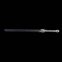 Épée Courbée Faite à la Main 1065CS Style Qing, Fourreau à Grain Foncé, Accessoires en Alliage d'Argent Vintage et Garde-Dragon
